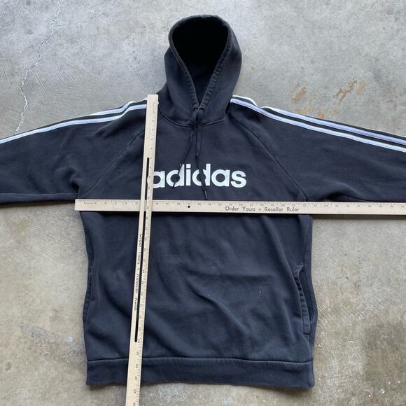 BAGGY ADIDAS STRIPED SPELLOUT HOODIE BLACK LARGE - Picture 5 of 5